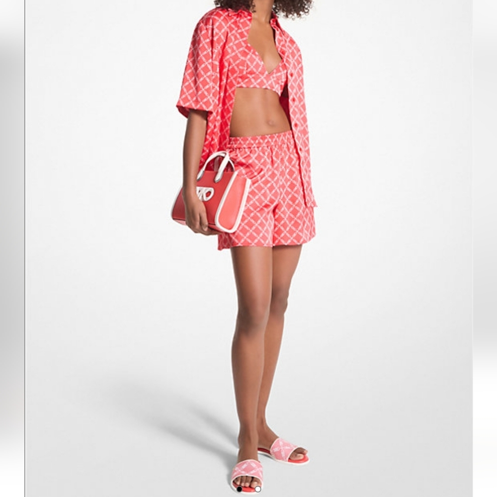 Empire Logo Print Satin Shorts - Picture 2 of 3
